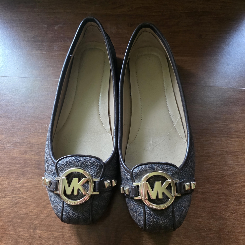 Michael Kors Dark Brown Loafers with Gold Logo